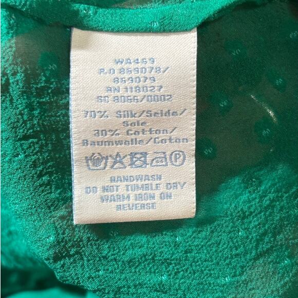 BODEN Semi‎ Sheer Silk/Cotton Textured Long Sleeve Blouse Emerald Green Size 8 - Picture 7 of 7